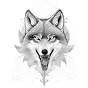 Here's a rough description of a possible tattoo template based on your request:  The tattoo features an alpha wolf stand tattoo design idea