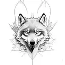 Here's a rough description of a possible tattoo template based on your request:  The tattoo features an alpha wolf stand tattoo design idea