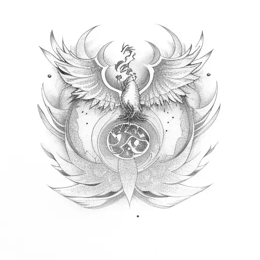 Phoenix rising from lotus tattoo design idea