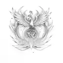 Phoenix rising from lotus tattoo design idea