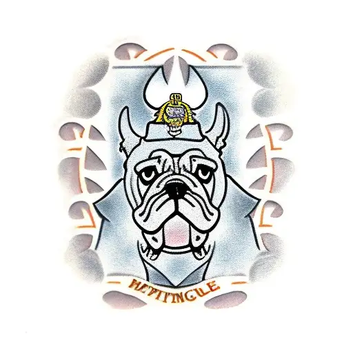 USMC cover on fierce English Bulldog tattoo design idea