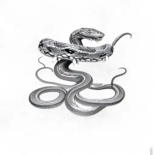 vicious looking snake wrapped around tree ready to stick  tattoo design idea