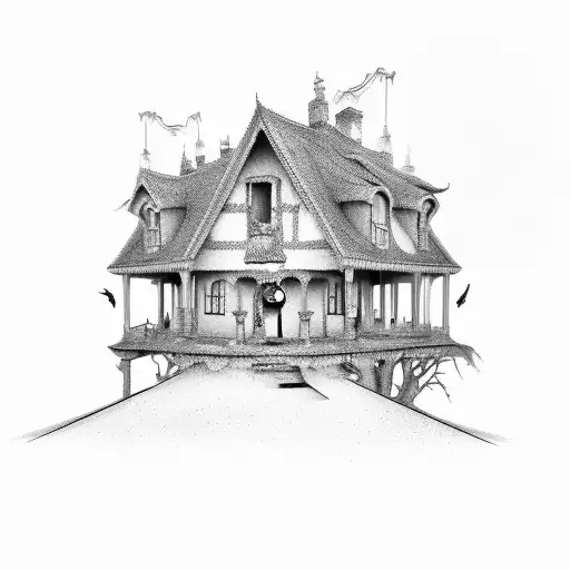 dark house tattoo design idea