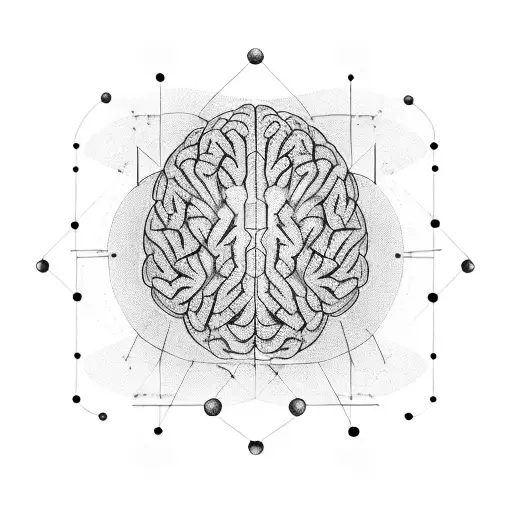 A combination of musical notes and binary code forming the shape of a brain tattoo design idea