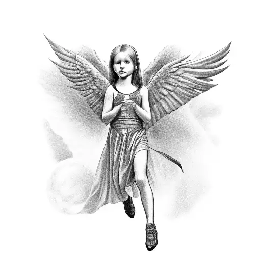  3 child angels în love tattoo design idea