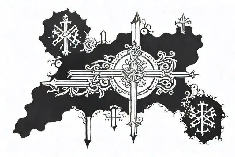 Romans 8:18 with crosses tattoo design idea