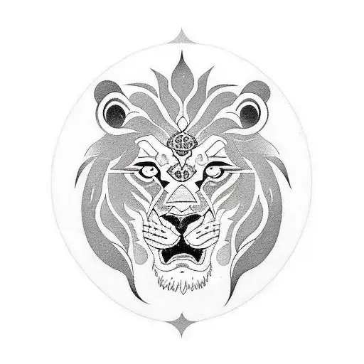 a tattoo design that combines the power of a lion, the brightness of the sun and the mystery of the planet Ketu. The lio tattoo design idea
