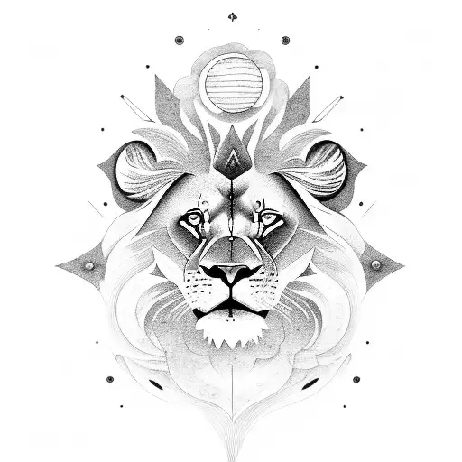 a tattoo design that combines the power of a lion, the brightness of the sun and the mystery of the planet Ketu. The lio tattoo design idea