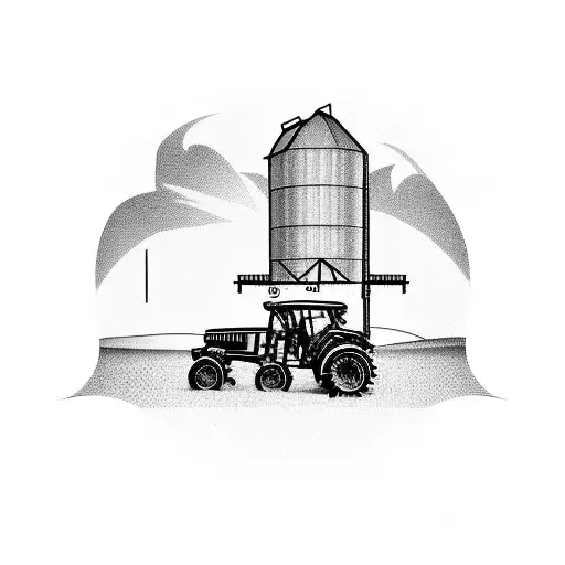 farm, corn, wheat, barn, tractor,  tattoo design idea
