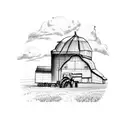 farm, corn, wheat, barn, tractor,  tattoo design idea