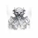 humanoid gargoyle standing tattoo design idea