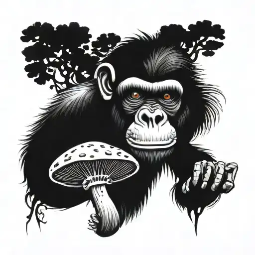 mushroom stoned ape tattoo design idea