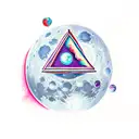 moon / space / triangle / 7 / lucky tattoo design idea