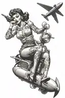 pin up girl riding bomb tattoo design idea