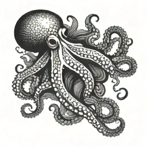 Octopus with sunken ship  tattoo design idea