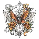 design a tattoo symbolizing time waiting on no one while highlighting 6 & 23, representing June 23rd tattoo design idea