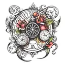 design a tattoo symbolizing time waiting on no one while highlighting 6 & 23, representing June 23rd tattoo design idea