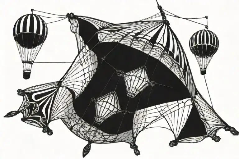 parachute hanging tattoo design idea