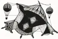 parachute hanging tattoo design idea