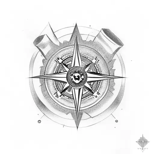 skull and compass tattoo design idea