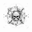 skull and compass tattoo design idea
