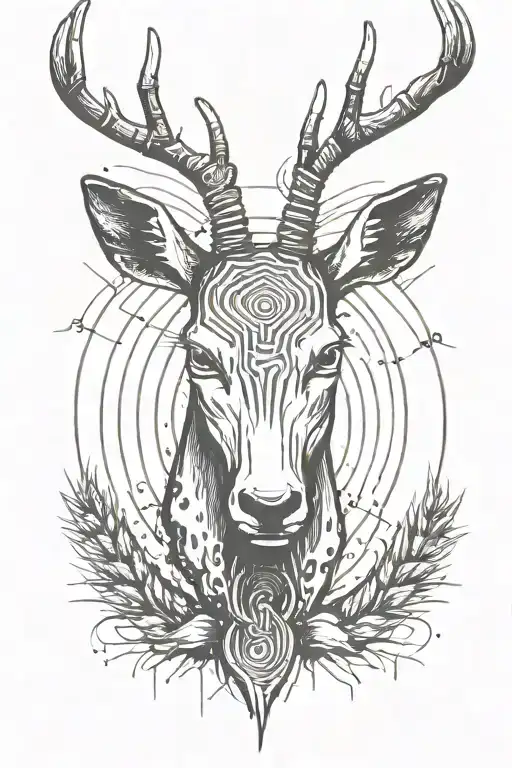 impala symbol with thumb print surrounded tattoo design idea