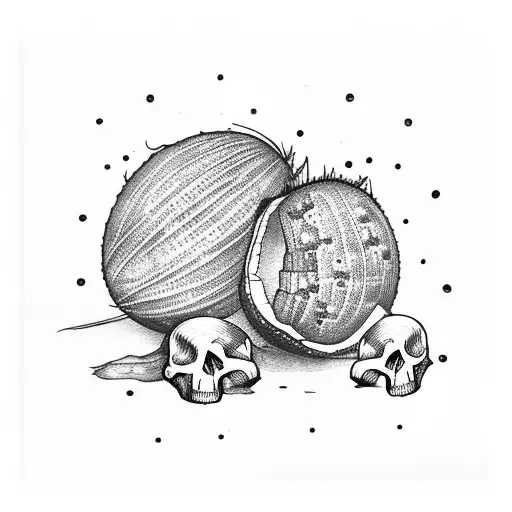 coconut Tree with skulls instead of coconut  tattoo design idea