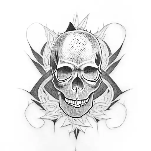 skull pineapple tattoo design idea