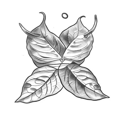 Bay leaf surrounding a demon tattoo design idea