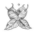 Bay leaf surrounding a demon tattoo design idea