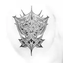 Bay leaf surrounding a demon tattoo design idea