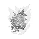 Bay leaf surrounding a demon tattoo design idea