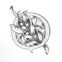 Bay leaf surrounding a demon tattoo design idea