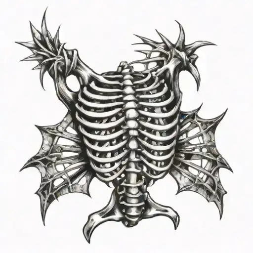 Ribcage with spikes crossed over each other tattoo design idea