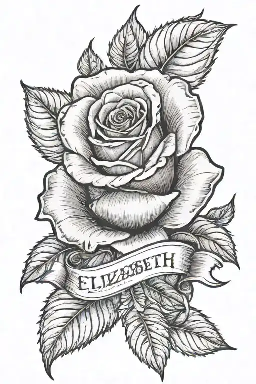 Elizabeth Rose name tattoo tattoo design idea