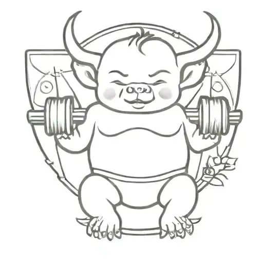 baby devil lifting weights  tattoo design idea