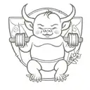 baby devil lifting weights  tattoo design idea