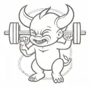 baby devil lifting weights  tattoo design idea