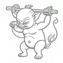 baby devil lifting weights  tattoo design idea