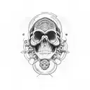 technology monkey skull parent tattoo design idea