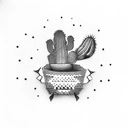 cactuses with Mexican cowboy tattoo design idea