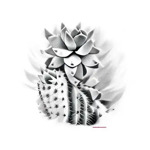 cactuses with Mexican cowboy tattoo design idea