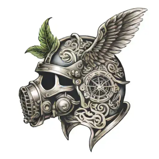 lung shaped helmet tattoo design idea