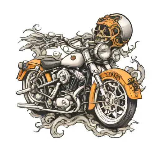 lung cancer and harley Davidson with springer front end tattoo design idea