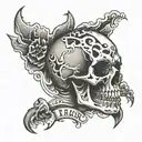 lung cancer symbol with smoking skull tattoo design idea