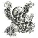 lung cancer symbol with smoking skull tattoo design idea
