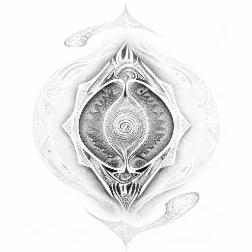 Huge Whale fin and waves abstracted in Maori style tattoo design idea