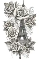 Eiffel Tower fading into roses   tattoo design idea