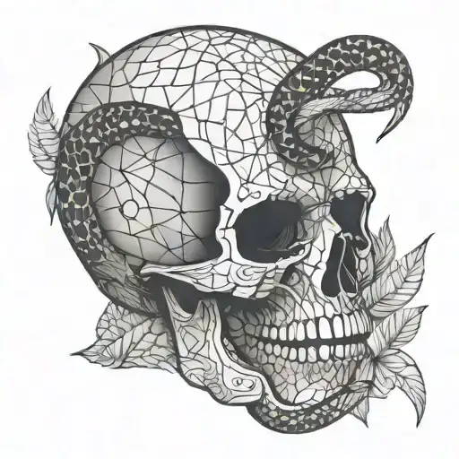 skull and snake tattoo design idea