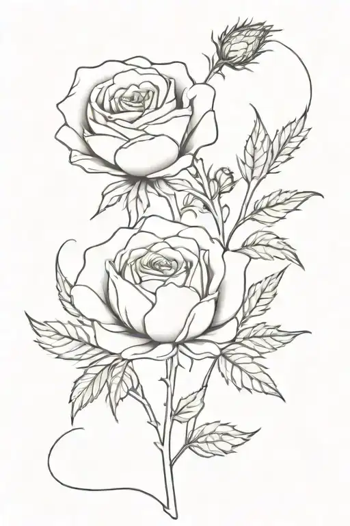 English rose and Scottish thistle flowers tattoo design idea